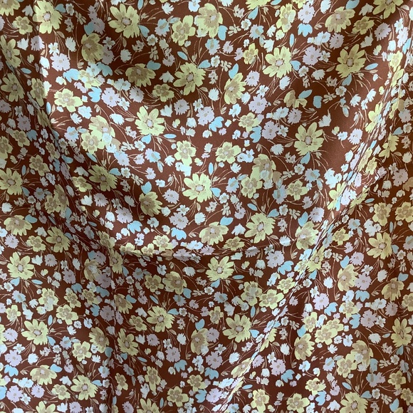 Treasure And Bond Print Square Silk Scarf Rust Gestural Floral OS - Picture 6 of 15